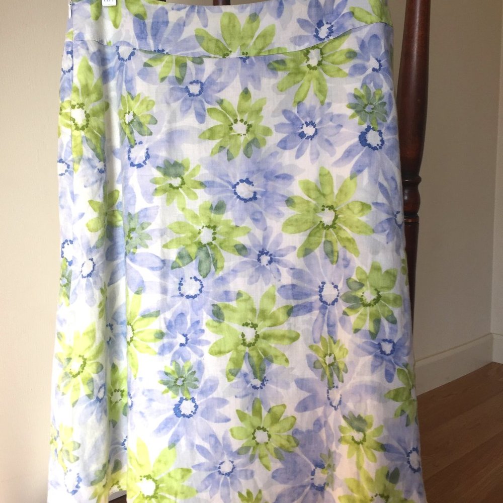 LIZ CLAIBORNE – Lined blue/green cotton floral print skirt - Sz 8